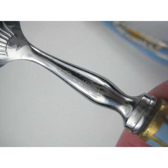 Decorative Cheese Knife Spoon Set Blue Gold Porcelain Handles Serving Utensils - Picture 9 of 9